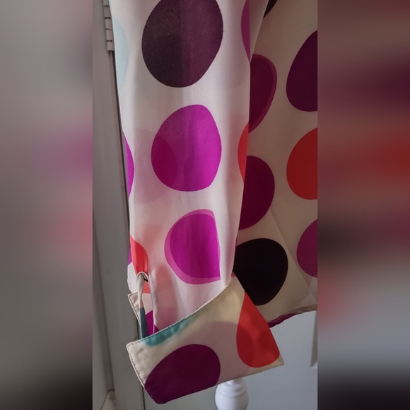 Off White Button Up Blouse with Polka Dots - Picture 2 of 4